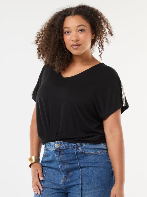 Camiseta 'Vero Moda' con cuello en V y lentejuelas - Kiabi