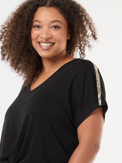 Camiseta 'Vero Moda' con cuello en V y lentejuelas - Kiabi