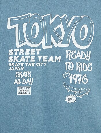 Camiseta vintage de manga corta con estampado de skate