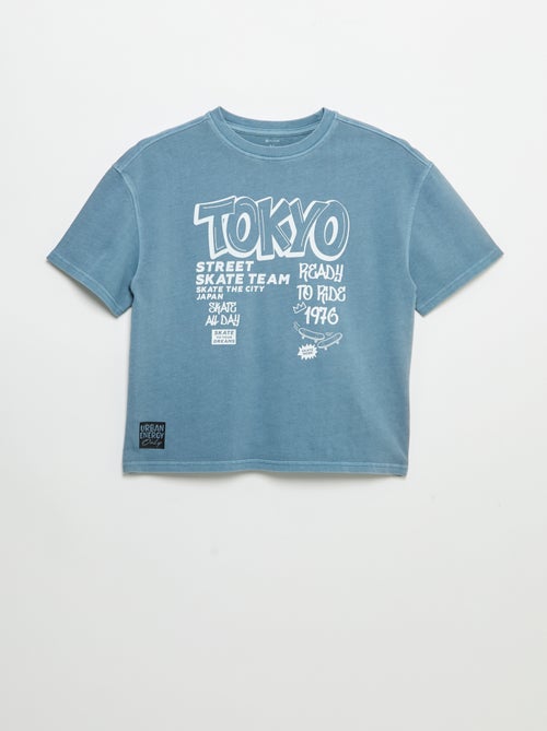 Camiseta vintage de manga corta con estampado de skate - Kiabi