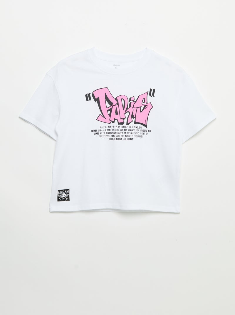 Camiseta vintage de manga corta con estampado de skate Blanco - Kiabi