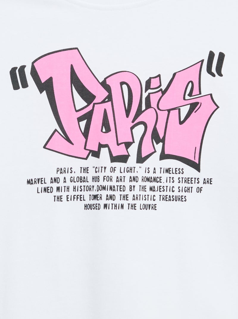 Camiseta vintage de manga corta con estampado de skate Blanco - Kiabi