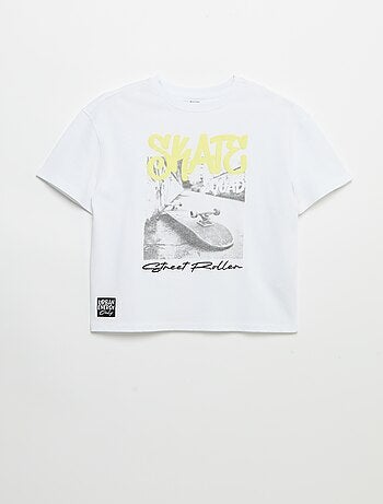 Camiseta vintage de manga corta con estampado de skate