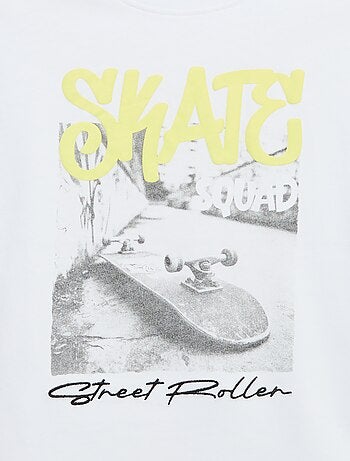 Camiseta vintage de manga corta con estampado de skate