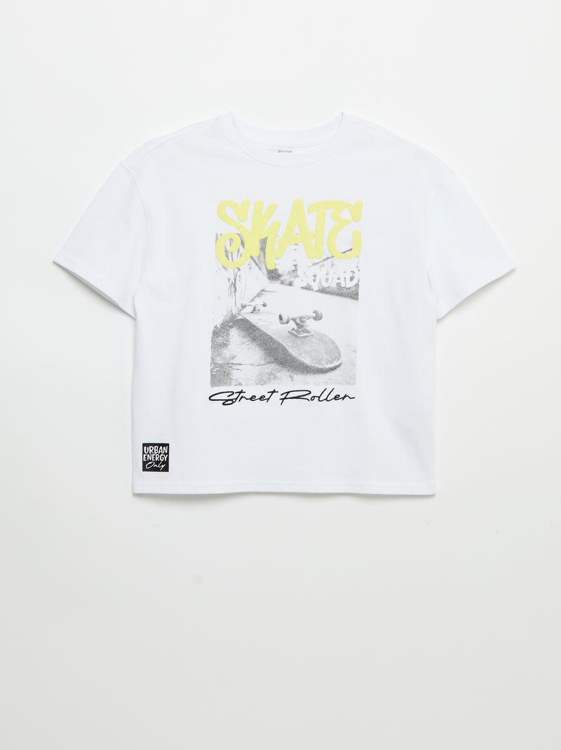Camiseta vintage de manga corta con estampado de skate Blanco - Kiabi