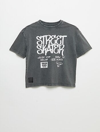 Camiseta vintage de manga corta con estampado de skate