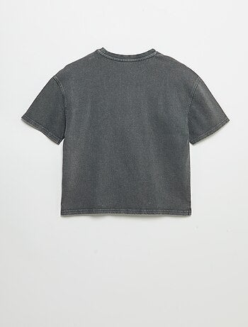 Camiseta vintage de manga corta con estampado de skate