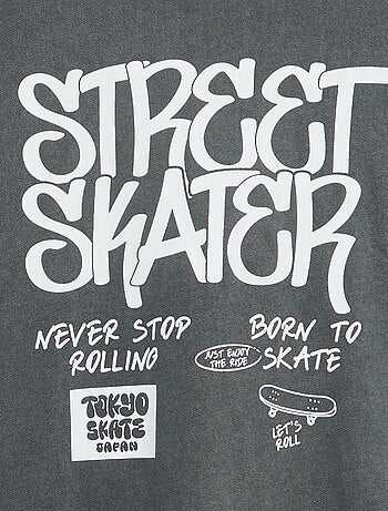 Camiseta vintage de manga corta con estampado de skate