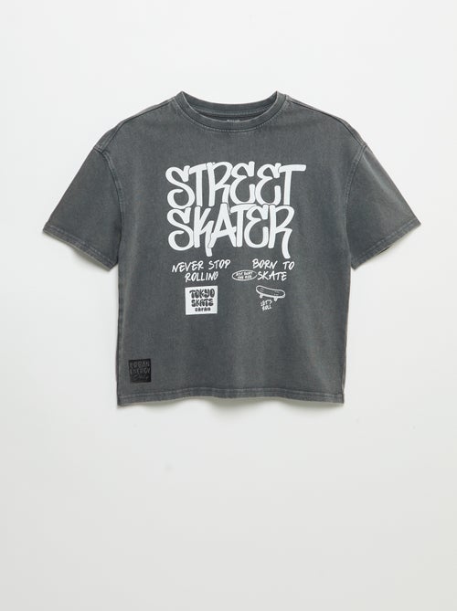 Camiseta vintage de manga corta con estampado de skate - Kiabi