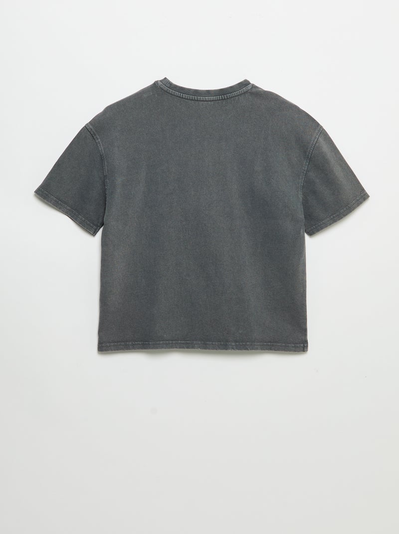 Camiseta vintage de manga corta con estampado de skate Gris - Kiabi