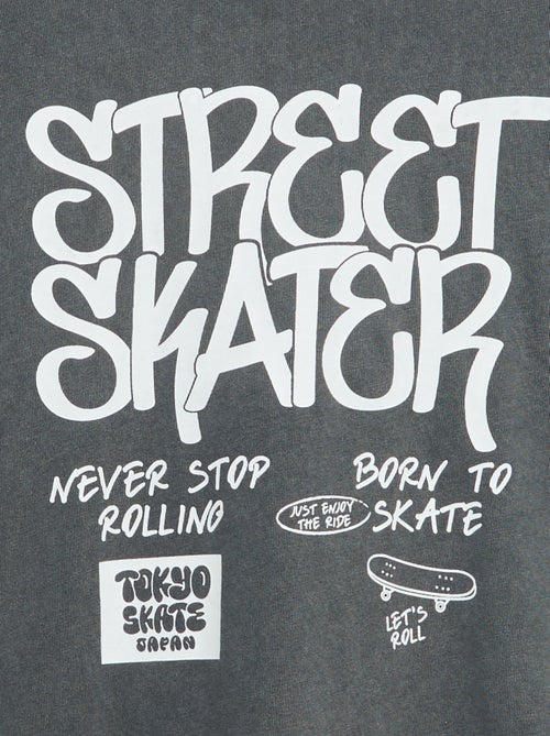Camiseta vintage de manga corta con estampado de skate - Kiabi