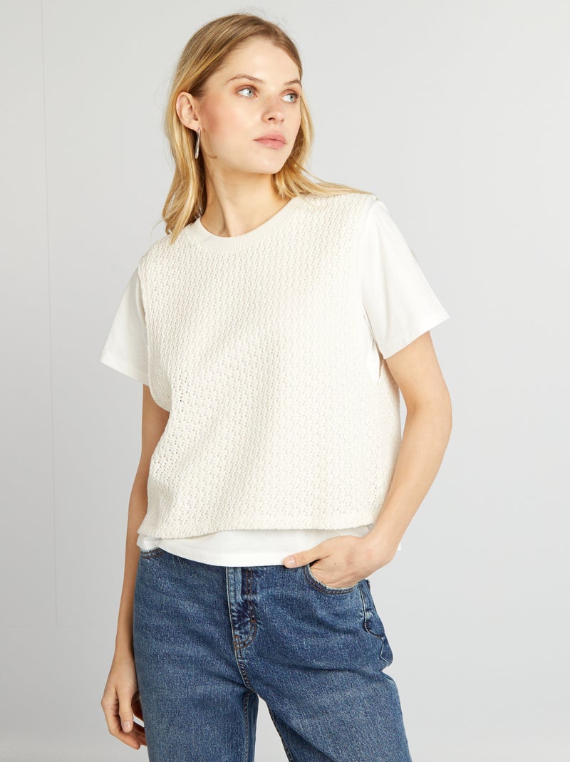 Camiseta y jersey efecto 2 en 1 - 1 pieza BLANCO - Kiabi