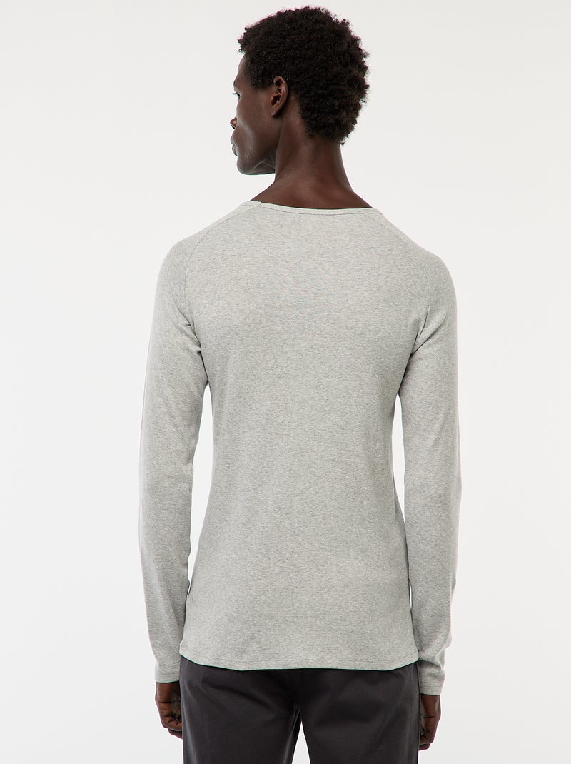 Camisetas básicas lisas de manga larga Gris - Kiabi