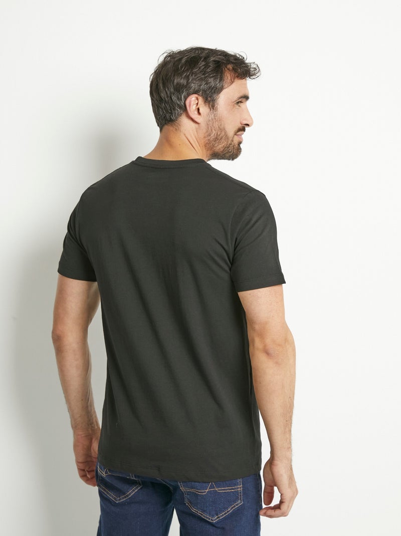 Camisetas con cuello redondo y logotipo en el hombro. Negro - Kiabi