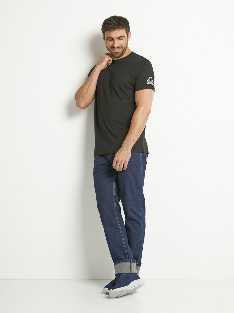 Camisetas con cuello redondo y logotipo en el hombro. Negro - Kiabi