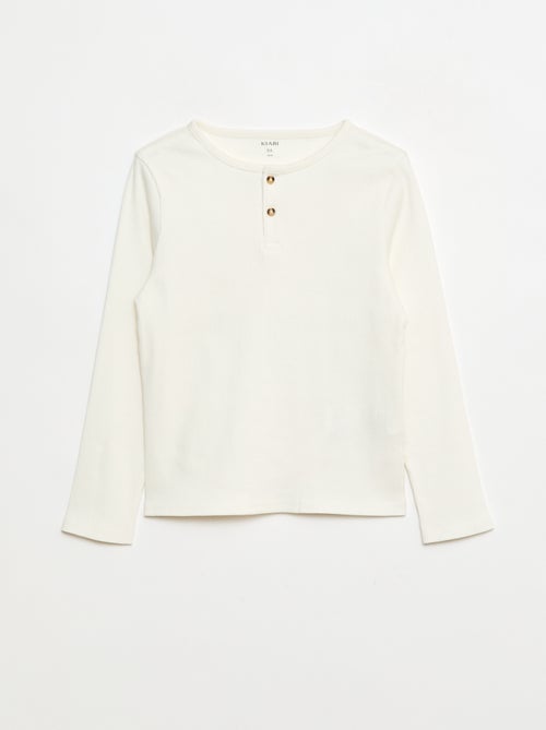 Camisetas de canalé de manga larga y cuello tunecino - Kiabi