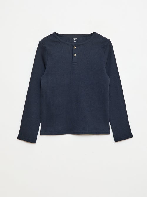 Camisetas de canalé de manga larga y cuello tunecino - Kiabi