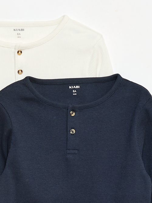 Camisetas de canalé de manga larga y cuello tunecino - Kiabi