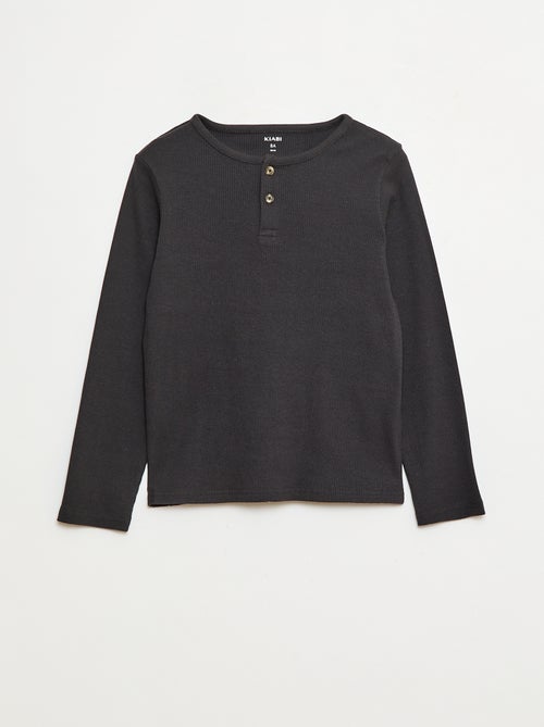 Camisetas de canalé de manga larga y cuello tunecino - Kiabi