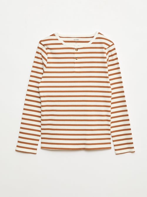Camisetas de canalé de manga larga y cuello tunecino - Kiabi
