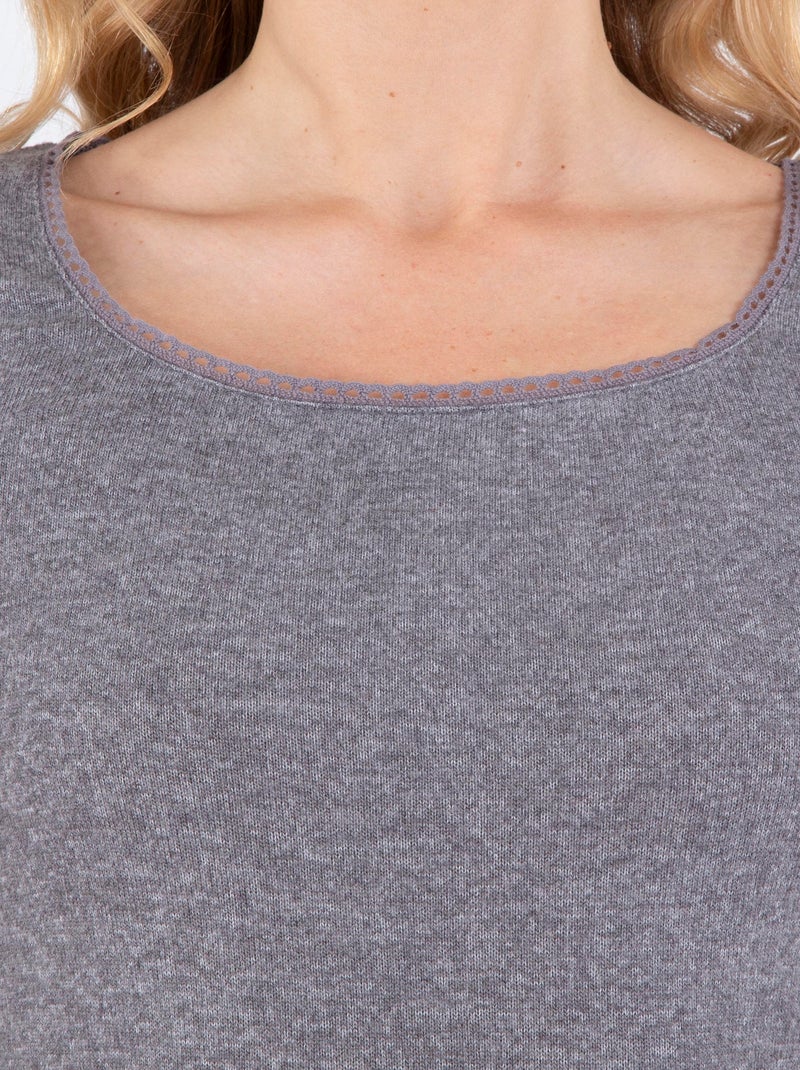 Camisetas homewear mujer Isotoner Gris jaspeado - Kiabi