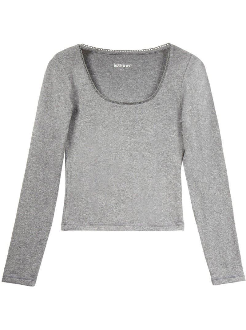 Camisetas homewear mujer Isotoner Gris jaspeado - Kiabi