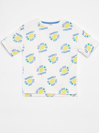 Camisetas loose estampadas de manga corta - Parte trasera más larga