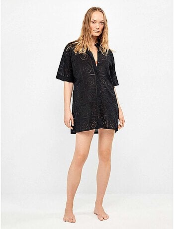 Camisola con botones y detalles calados 100% algodón