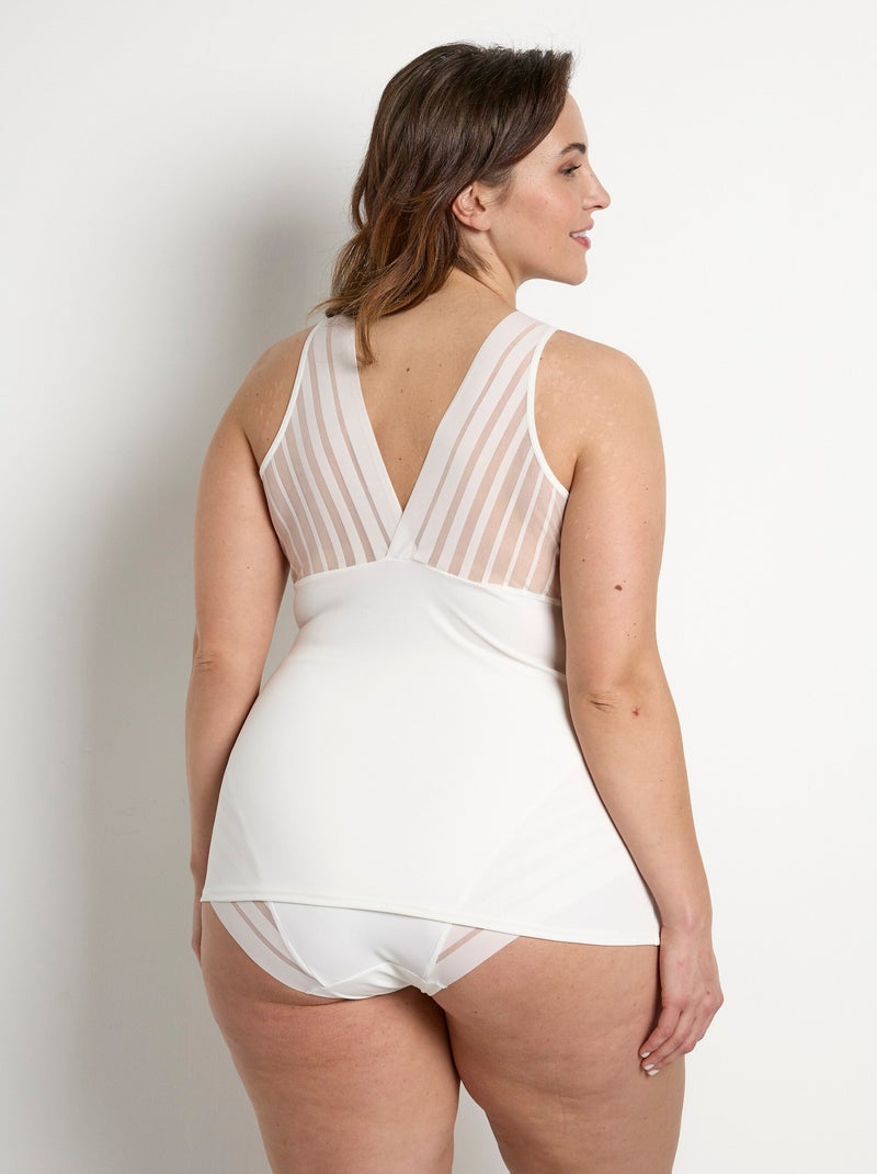 Camisola tipo sujetador con abertura de tul efecto rayas - AFIBEL Marfil - Kiabi