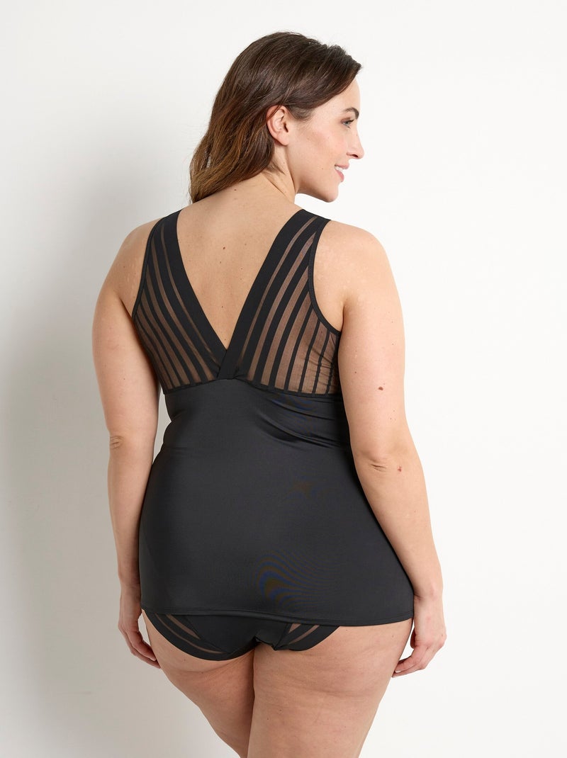 Camisola tipo sujetador con abertura de tul efecto rayas - AFIBEL Negro - Kiabi