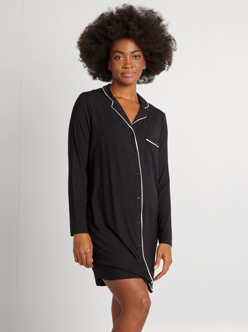 Camisón abotonado negro - Kiabi