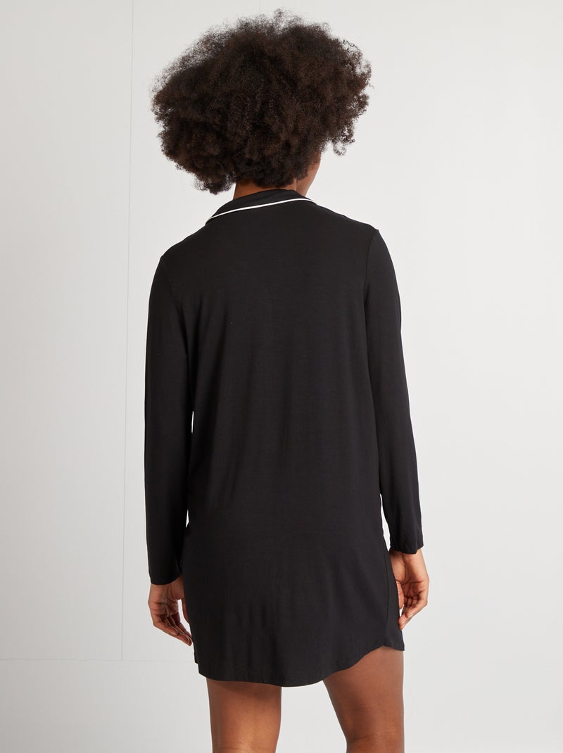 Camisón abotonado negro - Kiabi