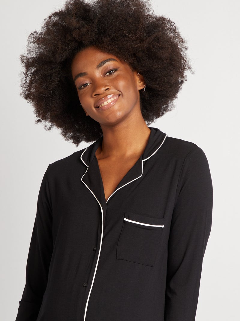 Camisón abotonado negro - Kiabi