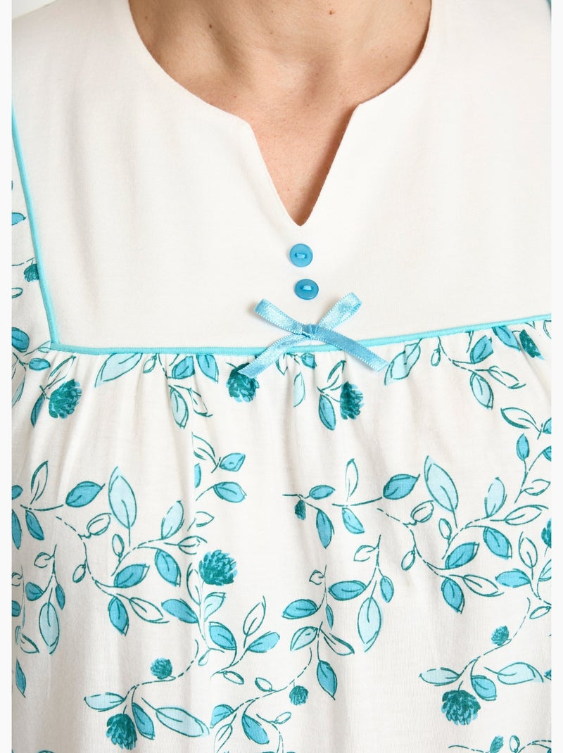 Camisón cómodo de largo medio estampado - Afibel Azul agua - Kiabi
