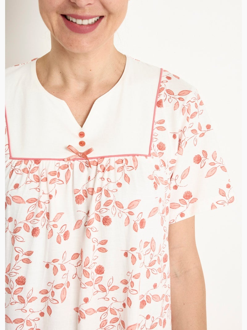 Camisón cómodo de largo medio estampado - Afibel Terracota - Kiabi