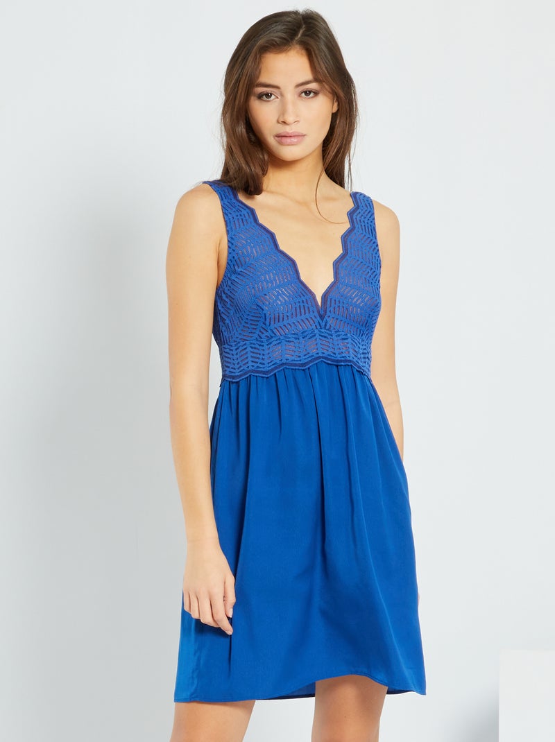 Camisón con escote pronunciado azul - Kiabi