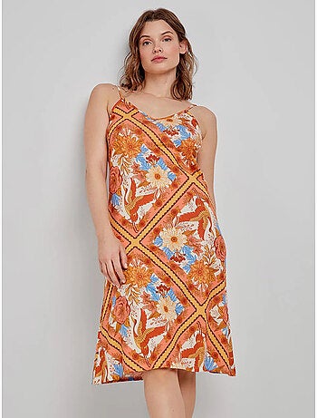 Camisón con estampado oriental y tirantes, de algodón y modal