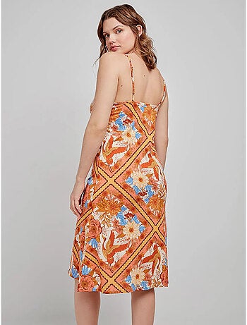 Camisón con estampado oriental y tirantes, de algodón y modal