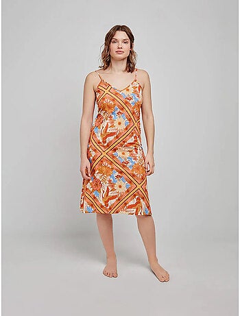 Camisón con estampado oriental y tirantes, de algodón y modal