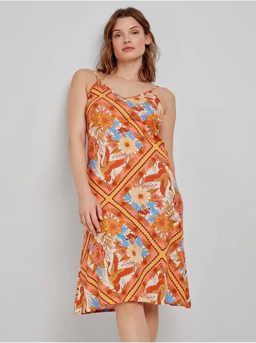 Camisón con estampado oriental y tirantes, de algodón y modal - Kiabi Camisón con estampado oriental y tirantes, de algodón y modal - Kiabi