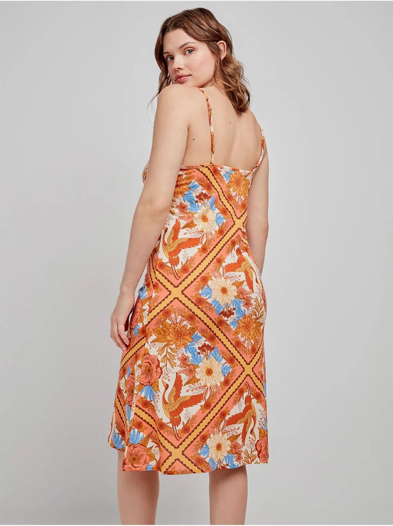 Camisón con estampado oriental y tirantes, de algodón y modal Multicolor - Kiabi