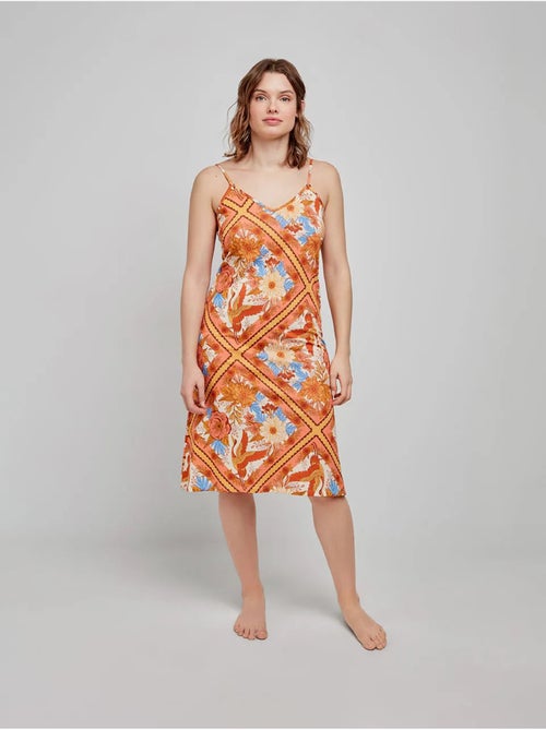 Camisón con estampado oriental y tirantes, de algodón y modal - Kiabi Camisón con estampado oriental y tirantes, de algodón y modal - Kiabi