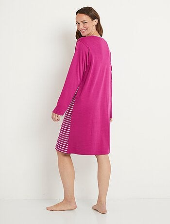 Camisón corto de algodón interlock a rayas - Afibel