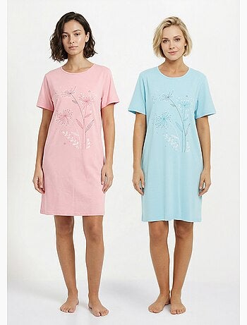 Camisón corto de algodón liso - lote de 2 - Afibel