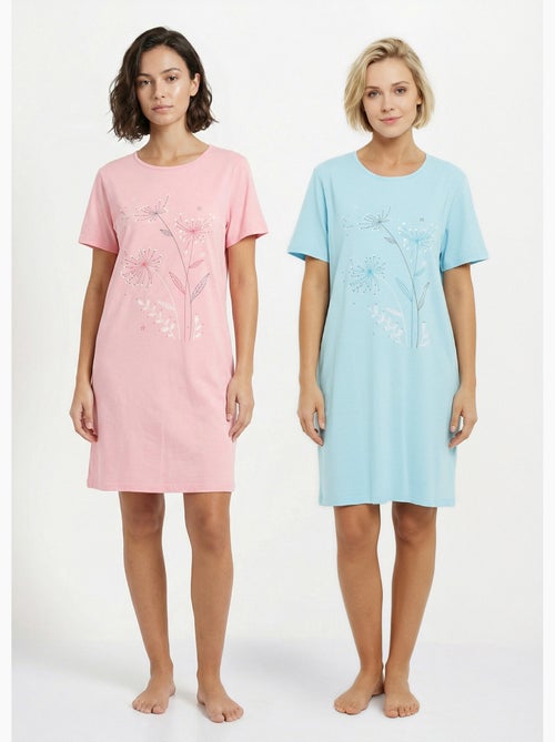 Camisón corto de algodón liso - lote de 2 - Afibel - Kiabi