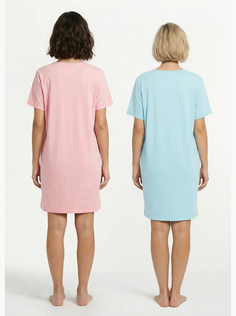 Camisón corto de algodón liso - lote de 2 - Afibel Multicolor - Kiabi