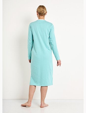 Camisón de algodón con botones y largo medio - Afibel