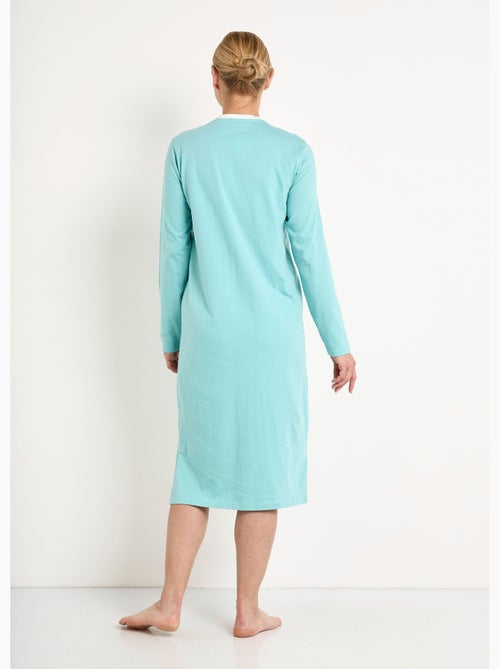 Camisón de algodón con botones y largo medio - Afibel - Kiabi