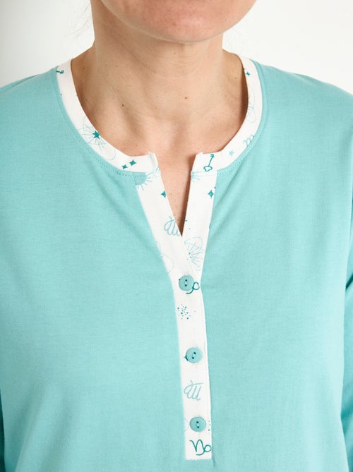 Camisón de algodón con botones y largo medio - Afibel - Kiabi