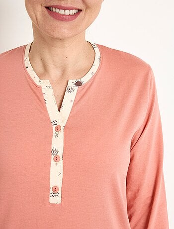 Camisón de algodón con botones y largo medio - Afibel